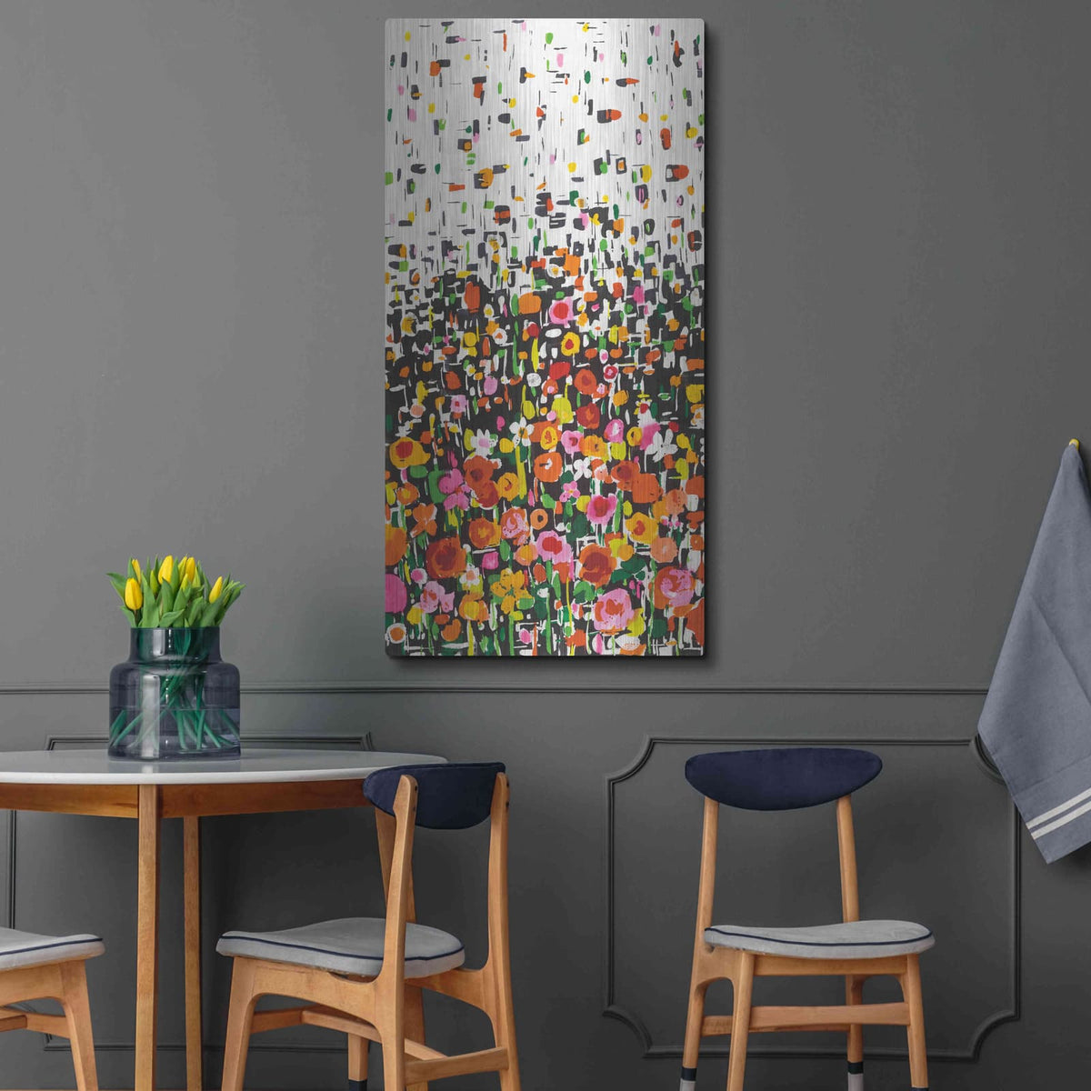 'Flower Shower' by Wild Apple Portfolio – Metal Wall Art, 24x48 room view