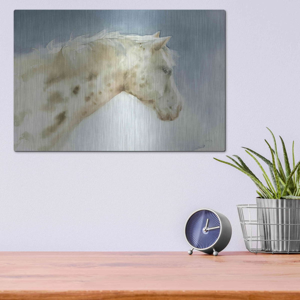 'Dapple Gray Horse' by Katrina Pete – Metal Wall Art, 16x12 room view