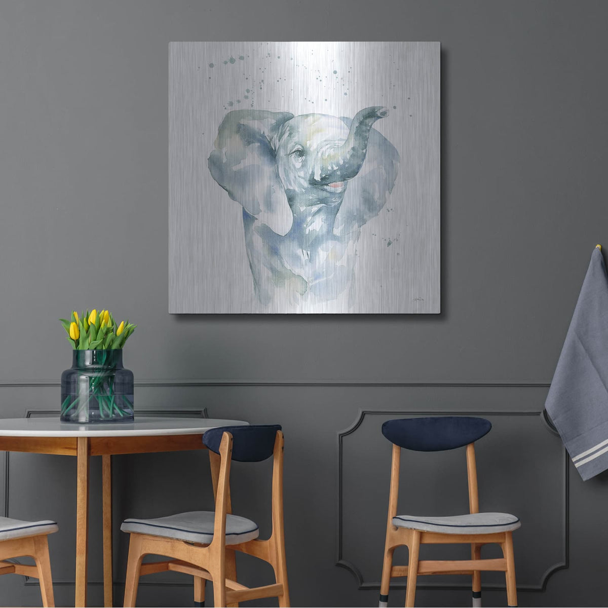 'Baby Elephant' by Katrina Pete – Metal Wall Art, 36x36 room view