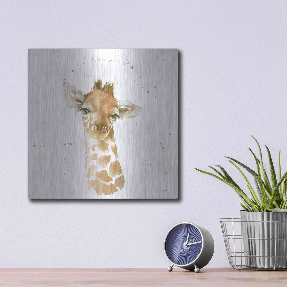 'Baby Giraffe' by Katrina Pete – Metal Wall Art, 12x12 room view