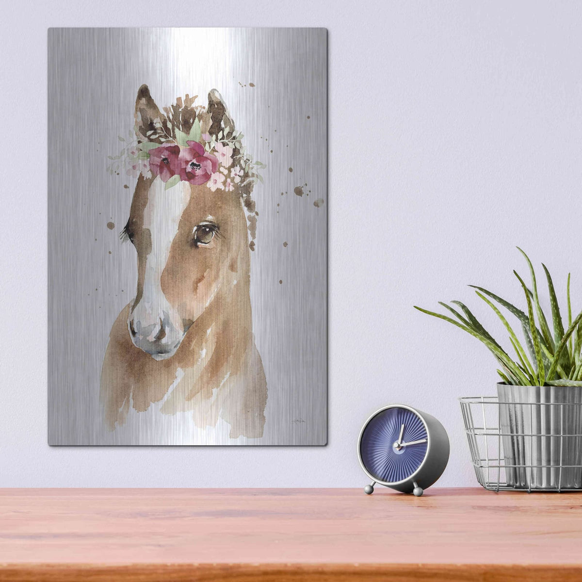 'Floral Pony' by Katrina Pete – Metal Wall Art, 12x16 room view