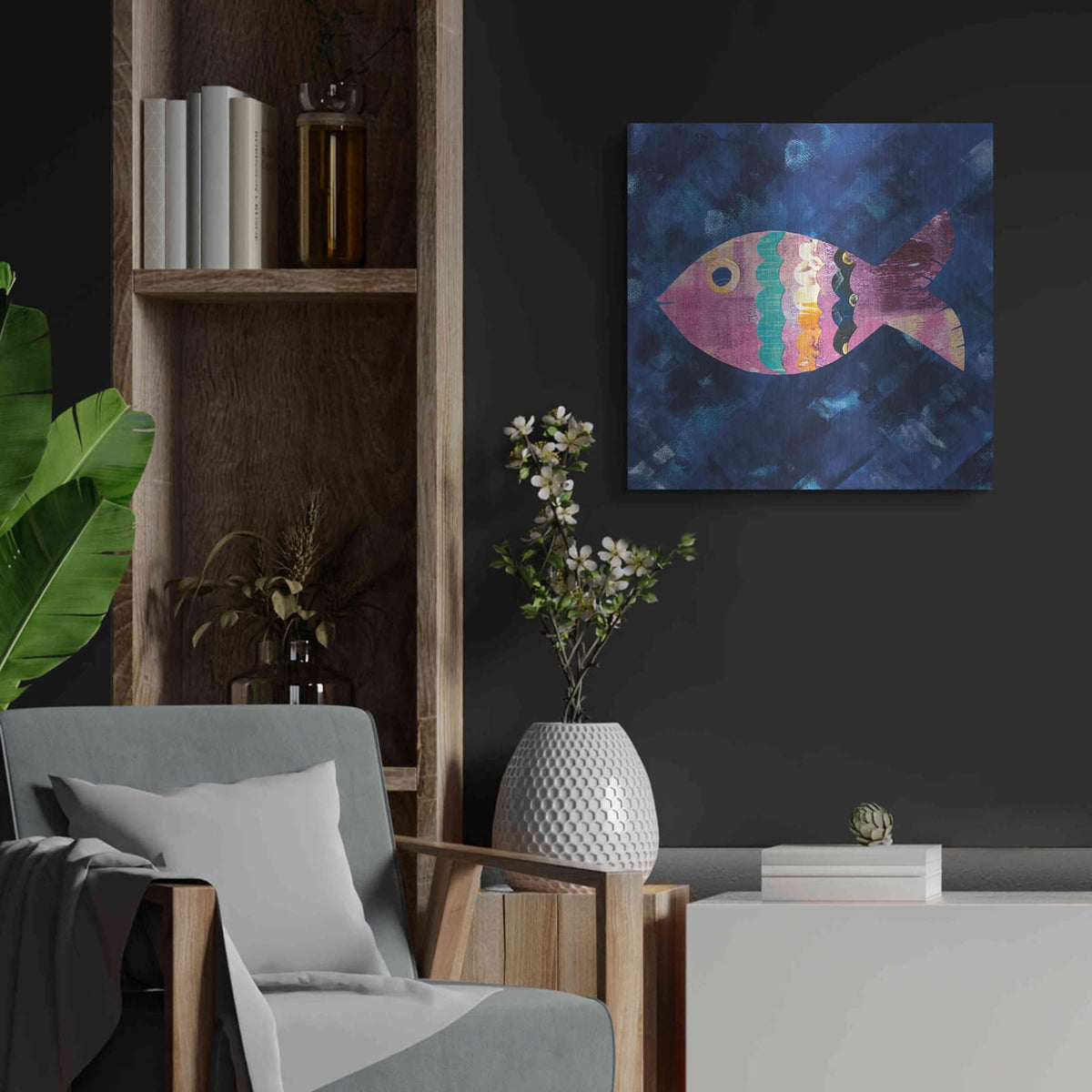 'Boho Reef III' by Wild Apple Portfolio – Metal Wall Art, 24x24 room view