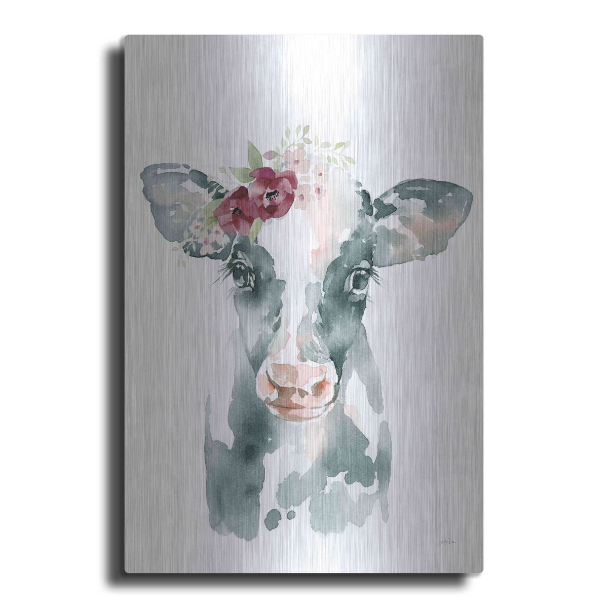 'Floral Cow' by Katrina Pete – Metal Wall Art