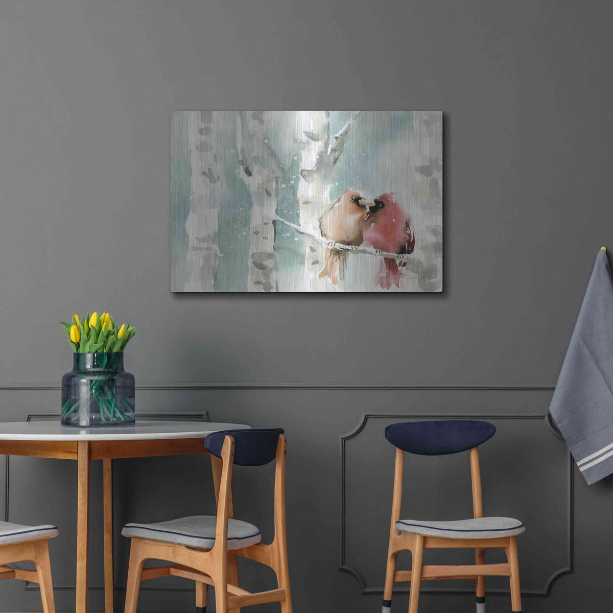'Christmas Cardinals' by Katrina Pete – Metal Wall Art, 36x24 room view
