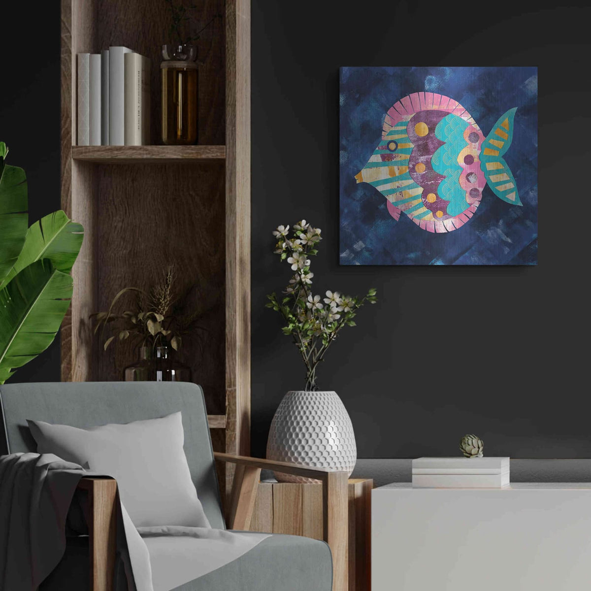'Boho Reef IV' by Wild Apple Portfolio – Metal Wall Art, 24x24 room view