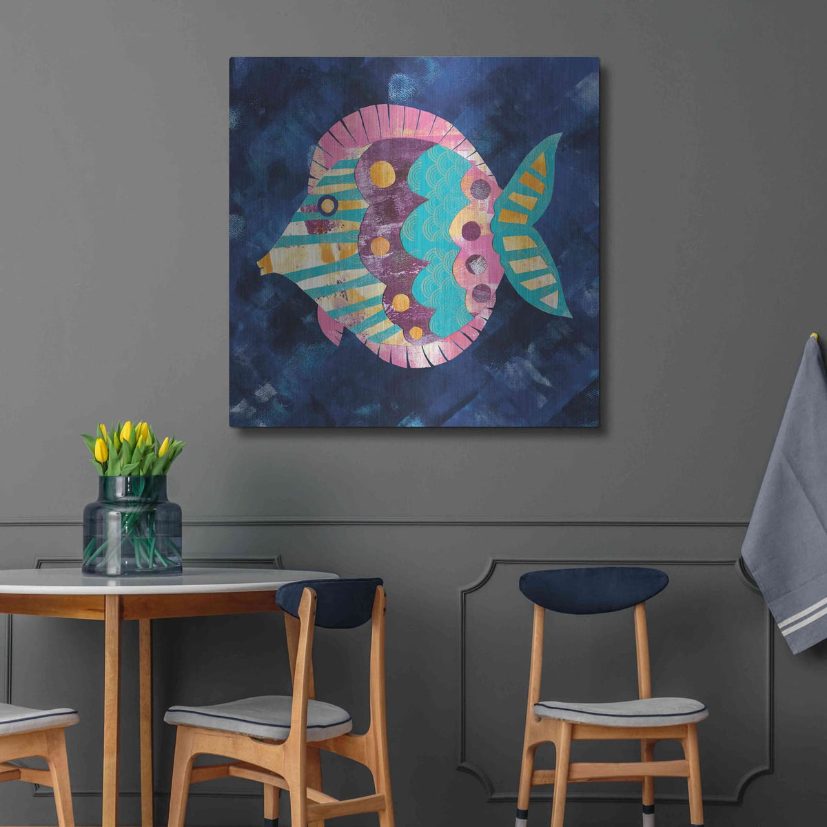 'Boho Reef IV' by Wild Apple Portfolio – Metal Wall Art, 36x36 room view