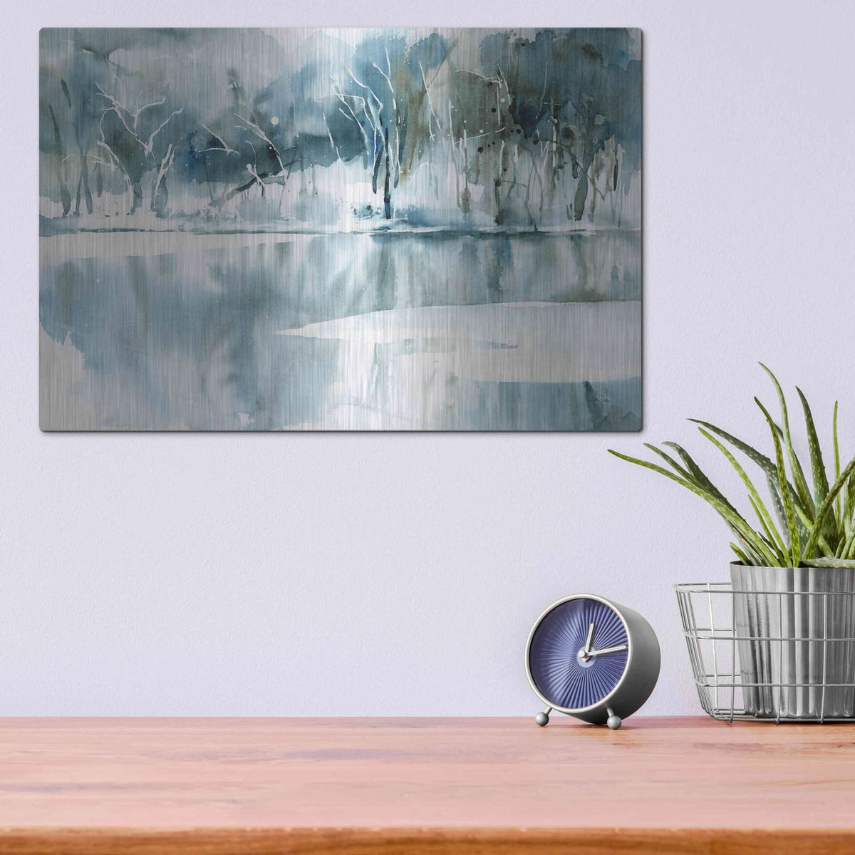 'Blue Reflections' by Katrina Pete – Metal Wall Art, 16x12 room view