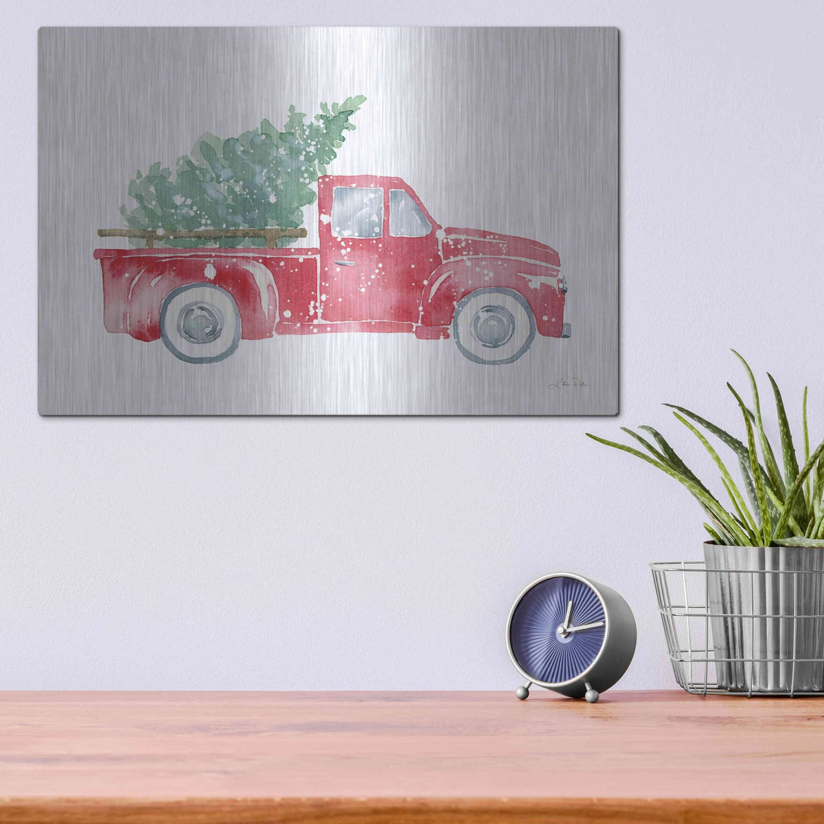'Christmas Truck' by Katrina Pete – Metal Wall Art, 16x12 room view