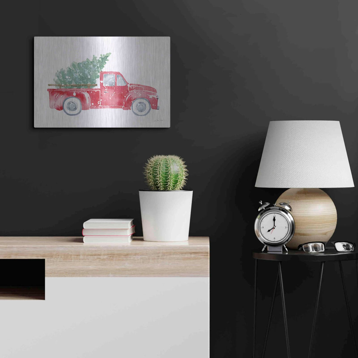 'Christmas Truck' by Katrina Pete – Metal Wall Art, 24x16 room view