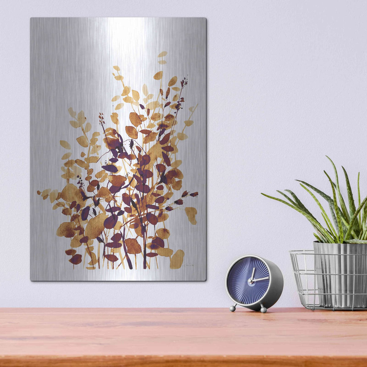 'Brown Botanicals' by Katrina Pete – Metal Wall Art, 12x16 room view