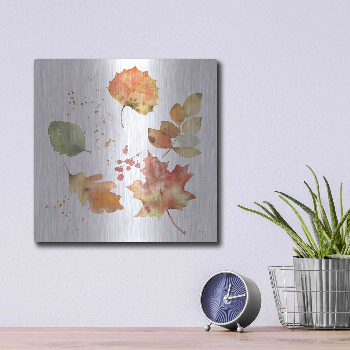 'Falling Leaves I' by Katrina Pete – Metal Wall Art, 12x12 room view