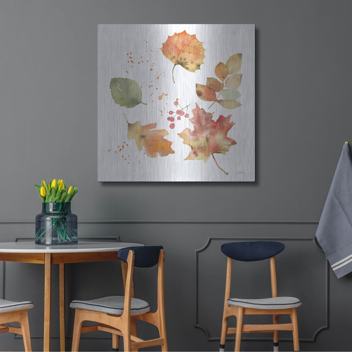 'Falling Leaves I' by Katrina Pete – Metal Wall Art, 36x36 room view