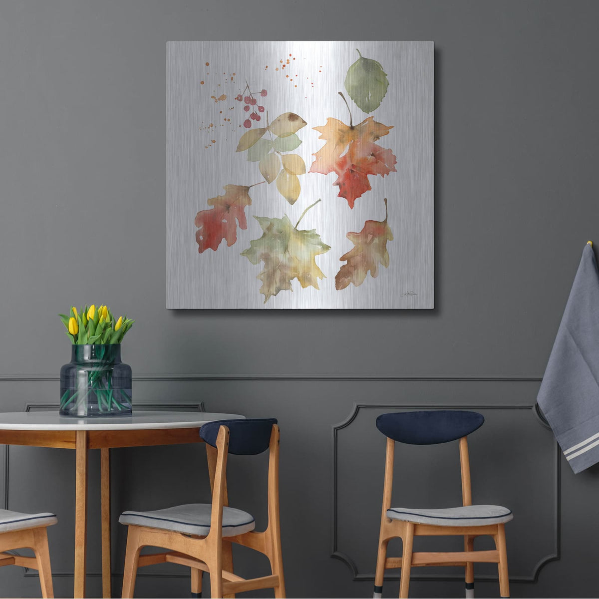 'Falling Leaves II' by Katrina Pete – Metal Wall Art, 36x36 room view