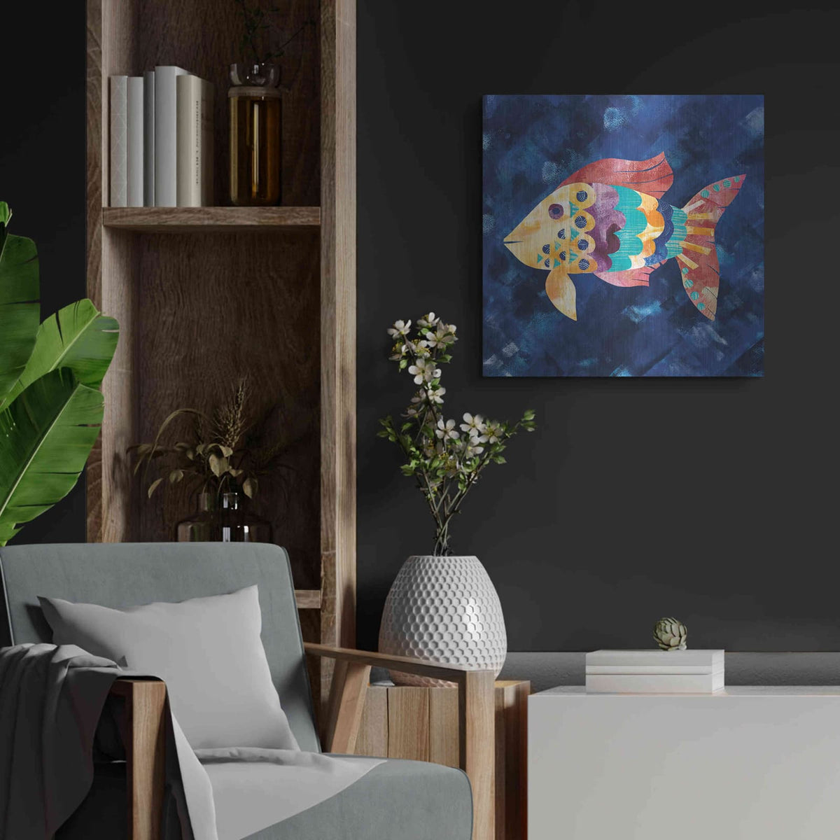'Boho Reef VI' by Wild Apple Portfolio – Metal Wall Art, 24x24 room view