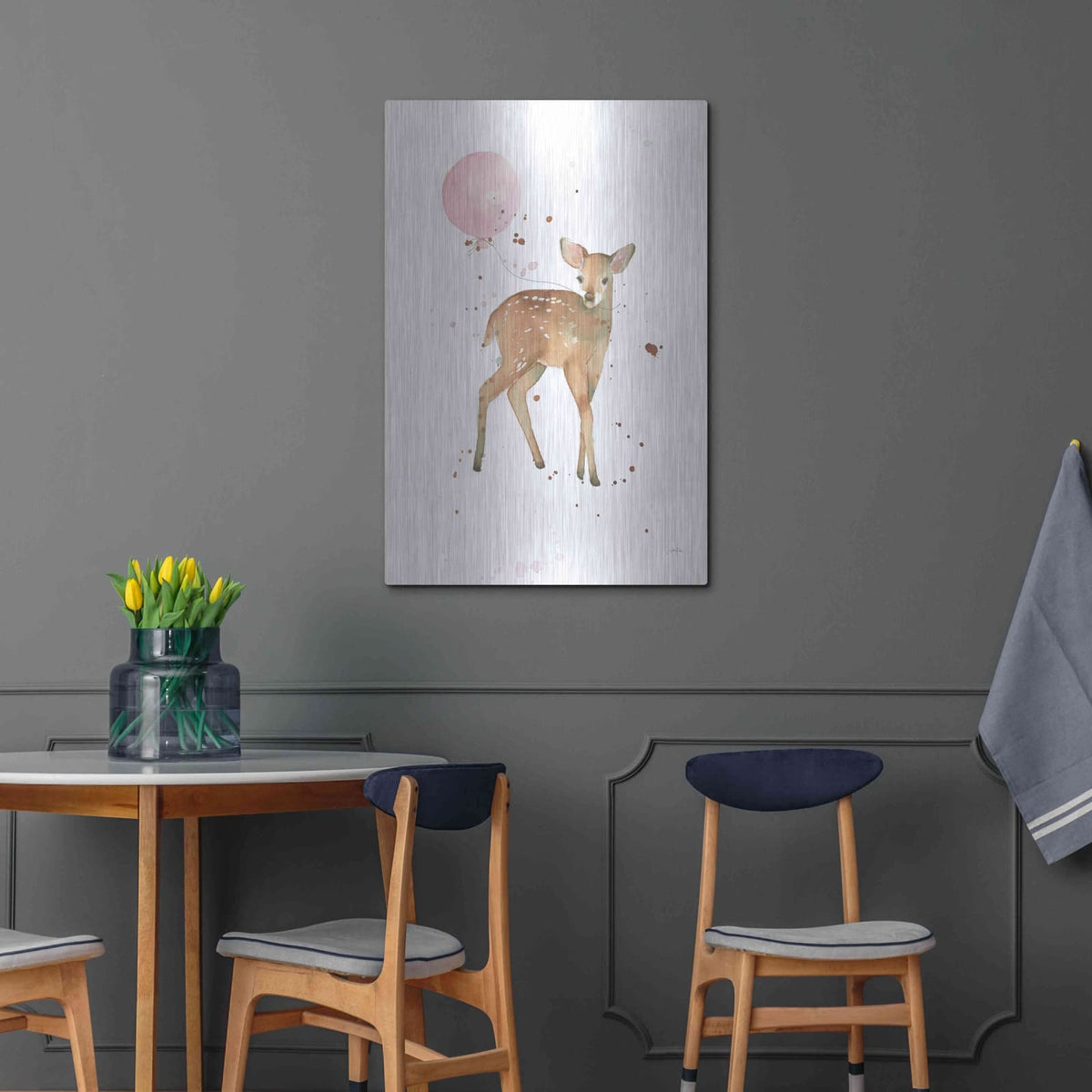 'Festive Fawn Pink Balloon' by Katrina Pete – Metal Wall Art, 24x36 room view