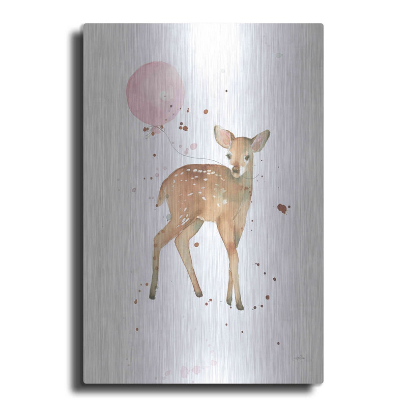 'Festive Fawn Pink Balloon' by Katrina Pete – Metal Wall Art