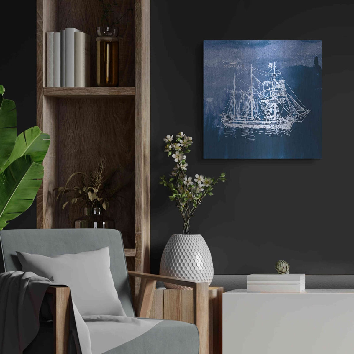 'Sailing Ships III' by Wild Apple Portfolio – Metal Wall Art, 24x24 room view