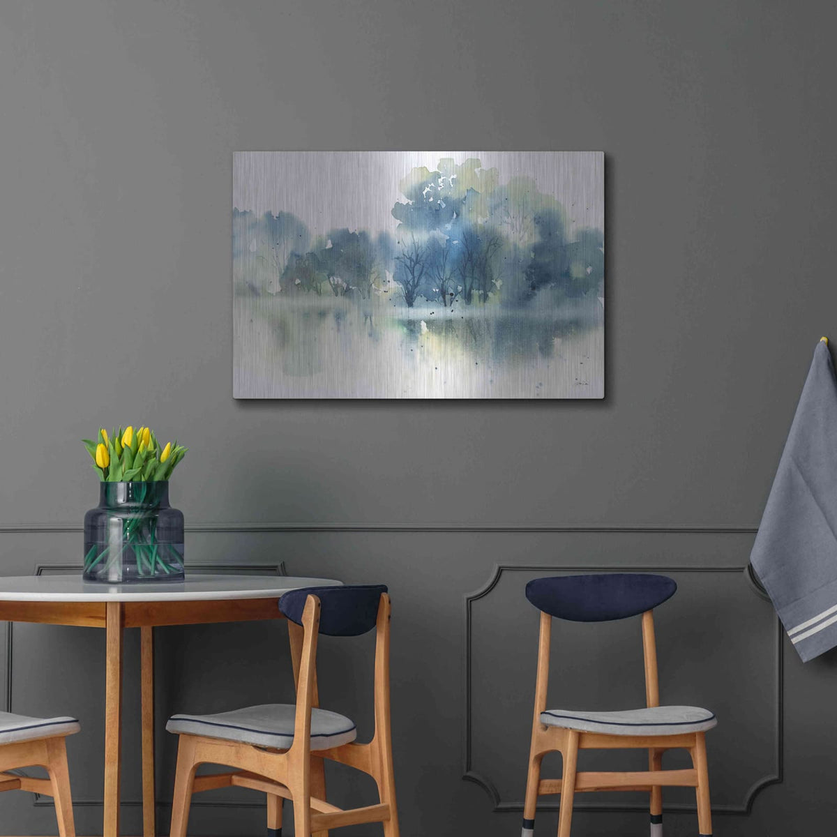 'Blue Pond Reflections' by Katrina Pete – Metal Wall Art, 36x24 room view