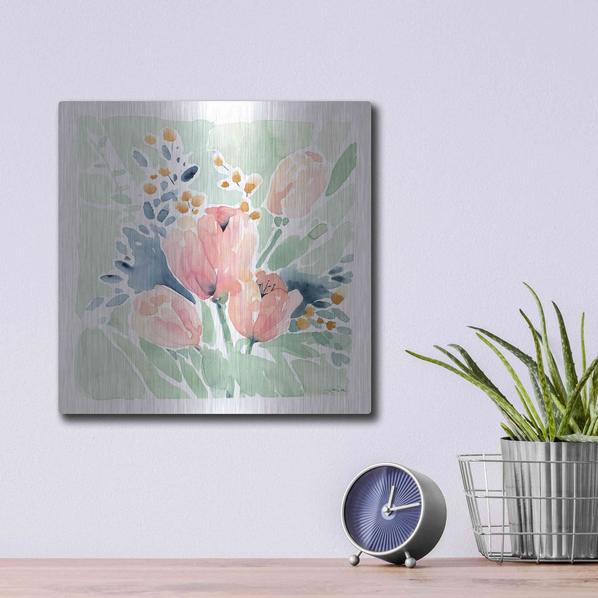 'Tulip Bower' by Katrina Pete – Metal Wall Art, 12x12 room view