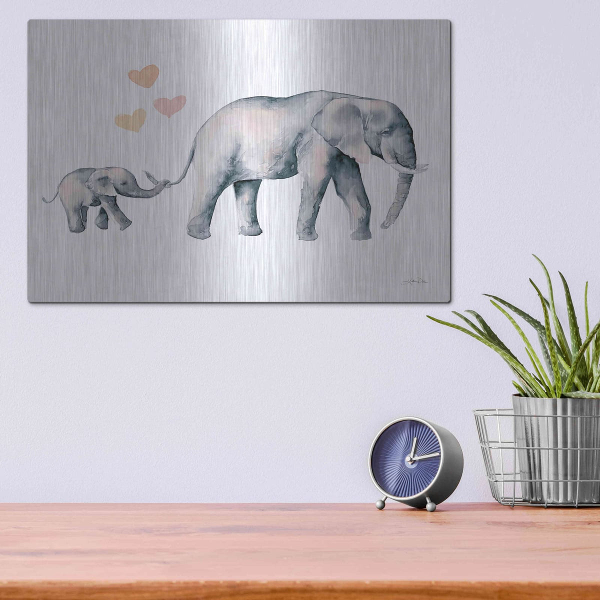 'Elephant Love' by Katrina Pete – Metal Wall Art, 16x12 room view