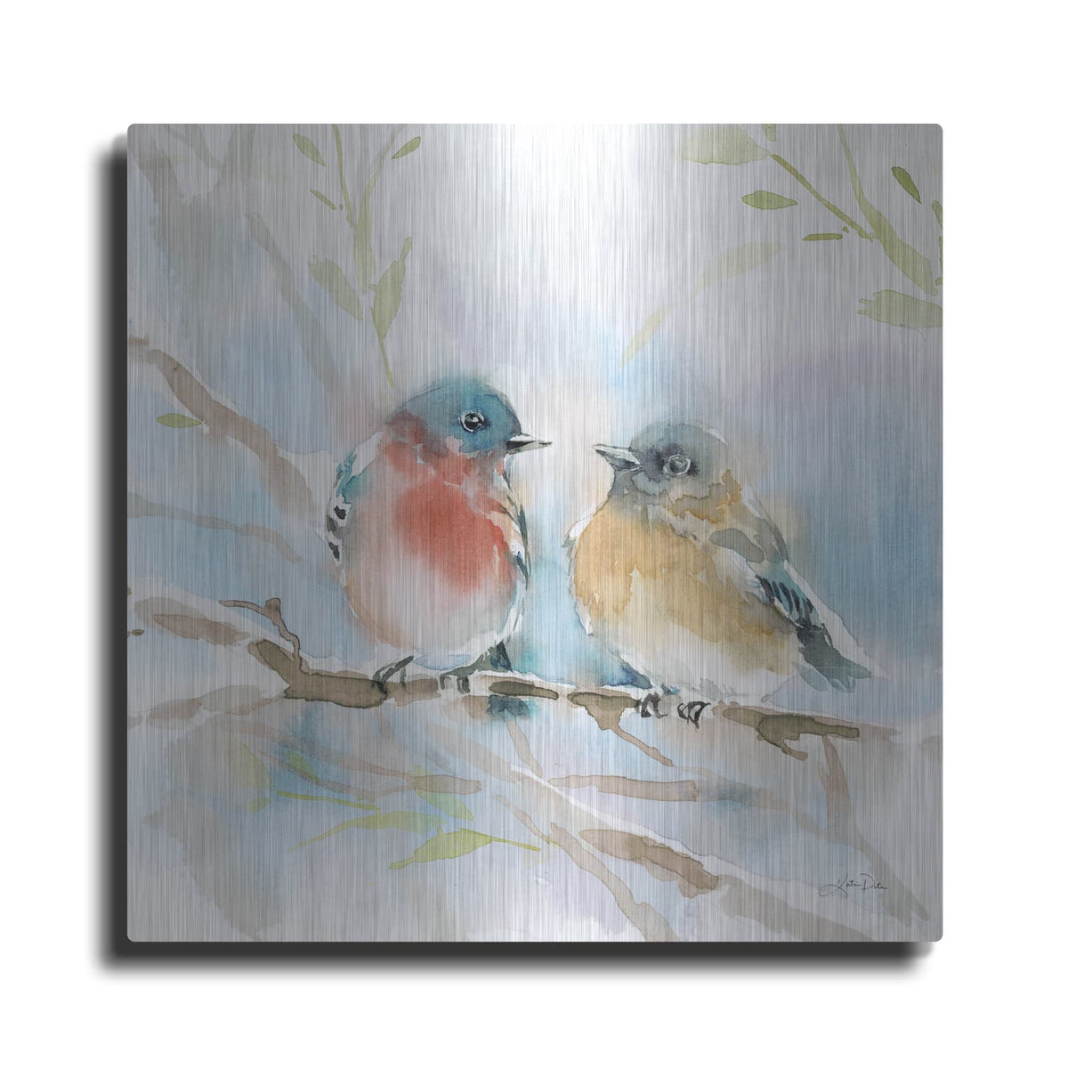 'Bluebird Pair in Spring' by Katrina Pete – Metal Wall Art