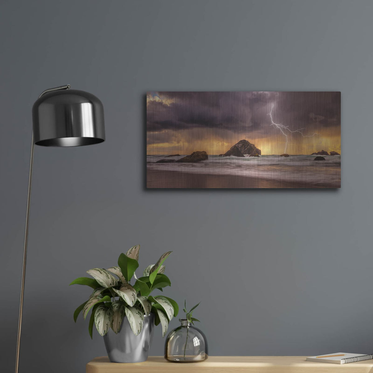'Storm At Face Rock' by Darren White – Metal Wall Art, 24x12 room view