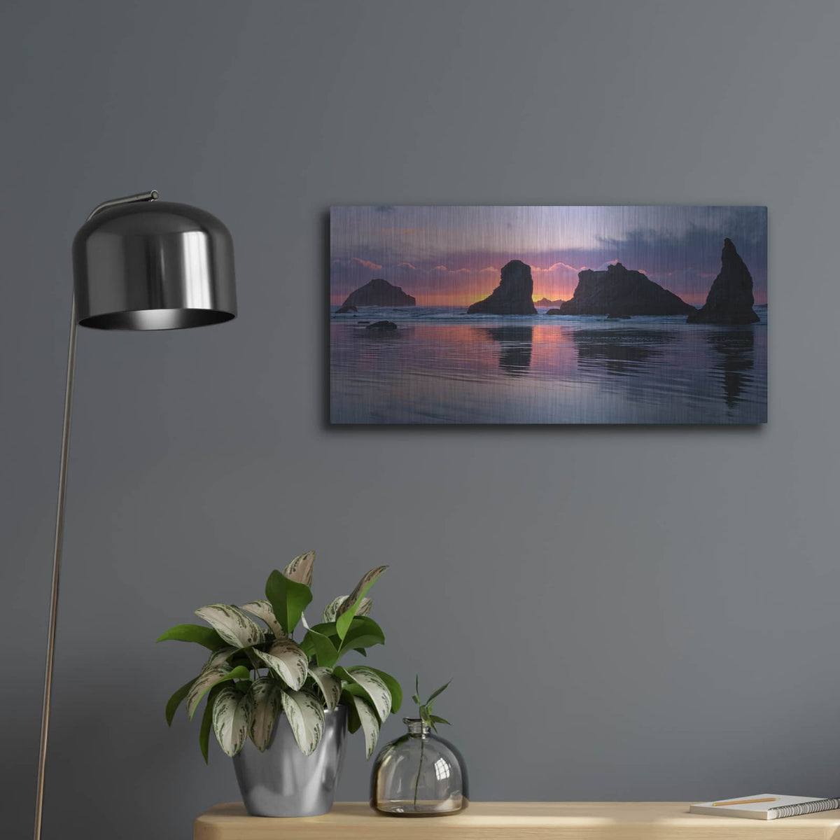 'Bandon Beach Tsunami' by Jesse Estes – Metal Wall Art, 24x12 room view