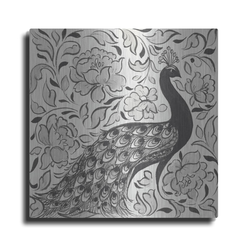 'Peacock Garden IV BW' by Miranda Thomas – Metal Wall Art