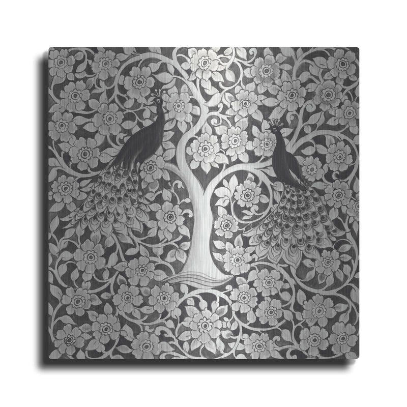 'Peacock Garden VII BW' by Miranda Thomas – Metal Wall Art