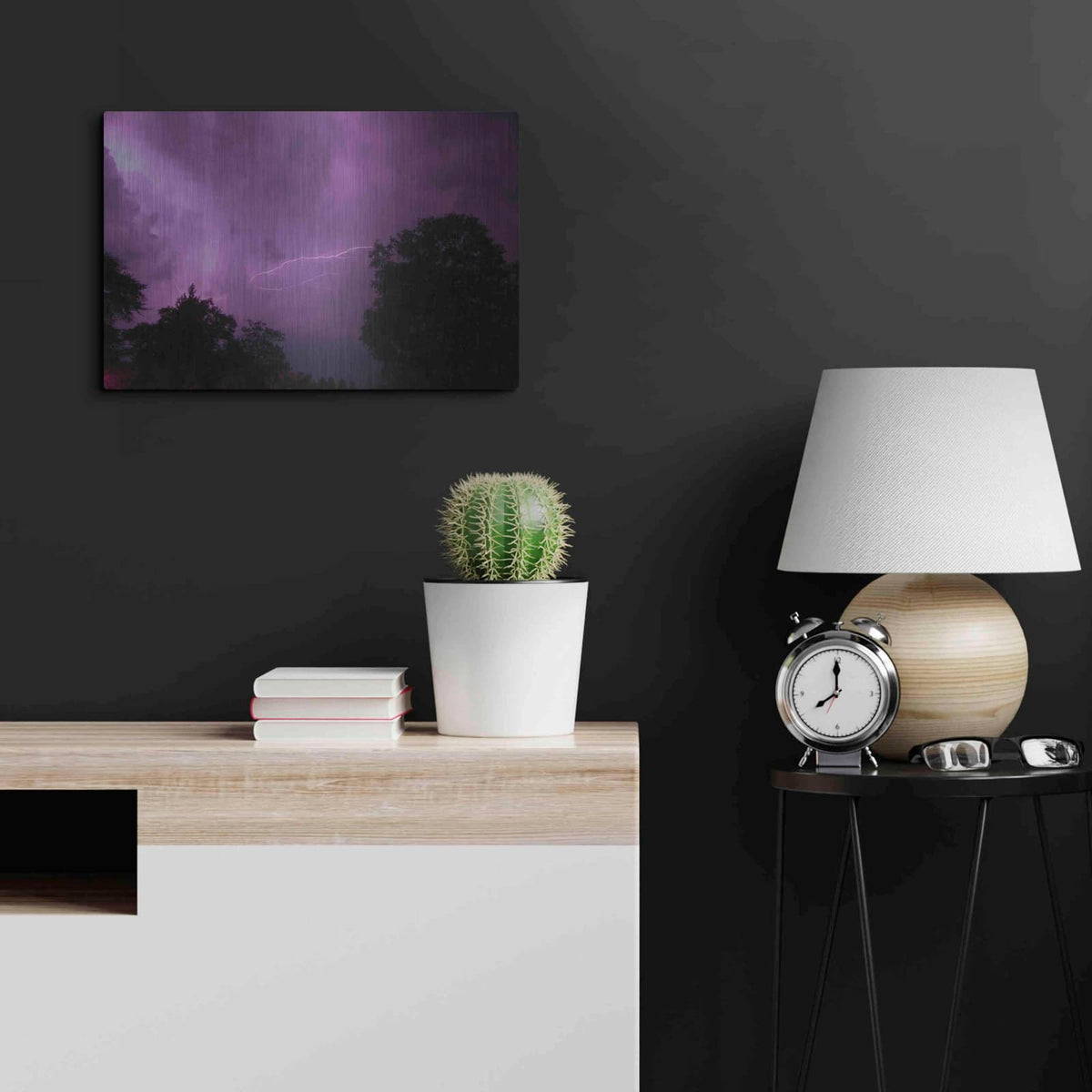 'Purpureus Lightning' by NASA Space Photos – Metal Wall Art, 24x16 room view