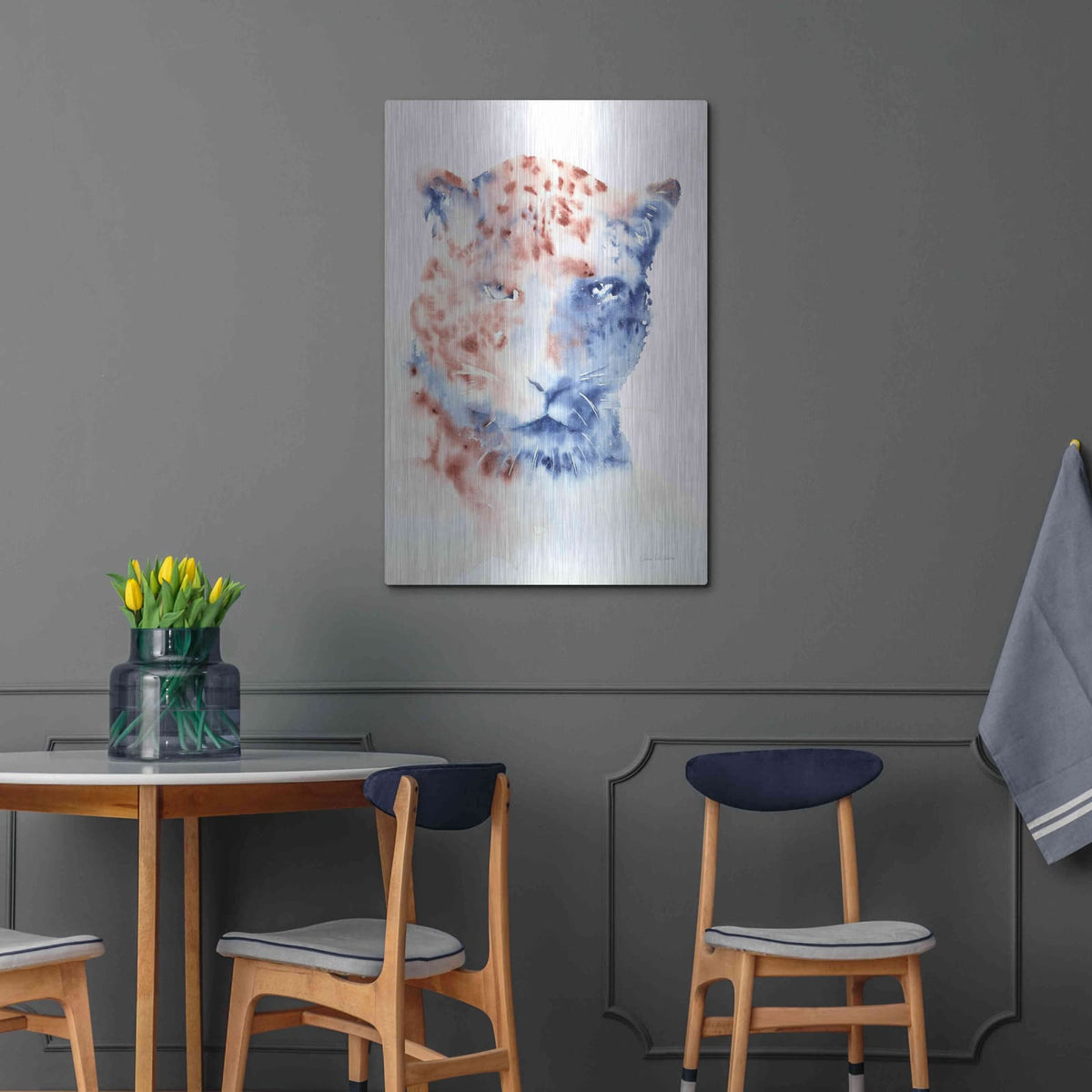 'Copper And Blue Cheetah' by Alan Majchrowicz – Metal Wall Art, 24x36 room view
