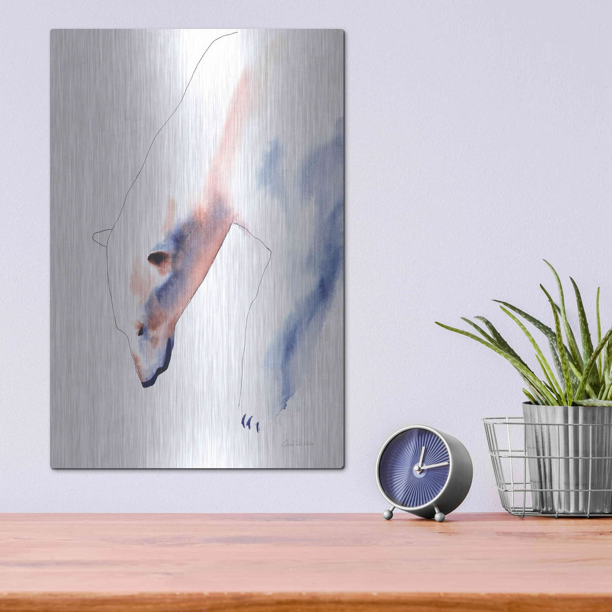 'Copper And Blue Polar Bear' by Alan Majchrowicz – Metal Wall Art, 12x16 room view