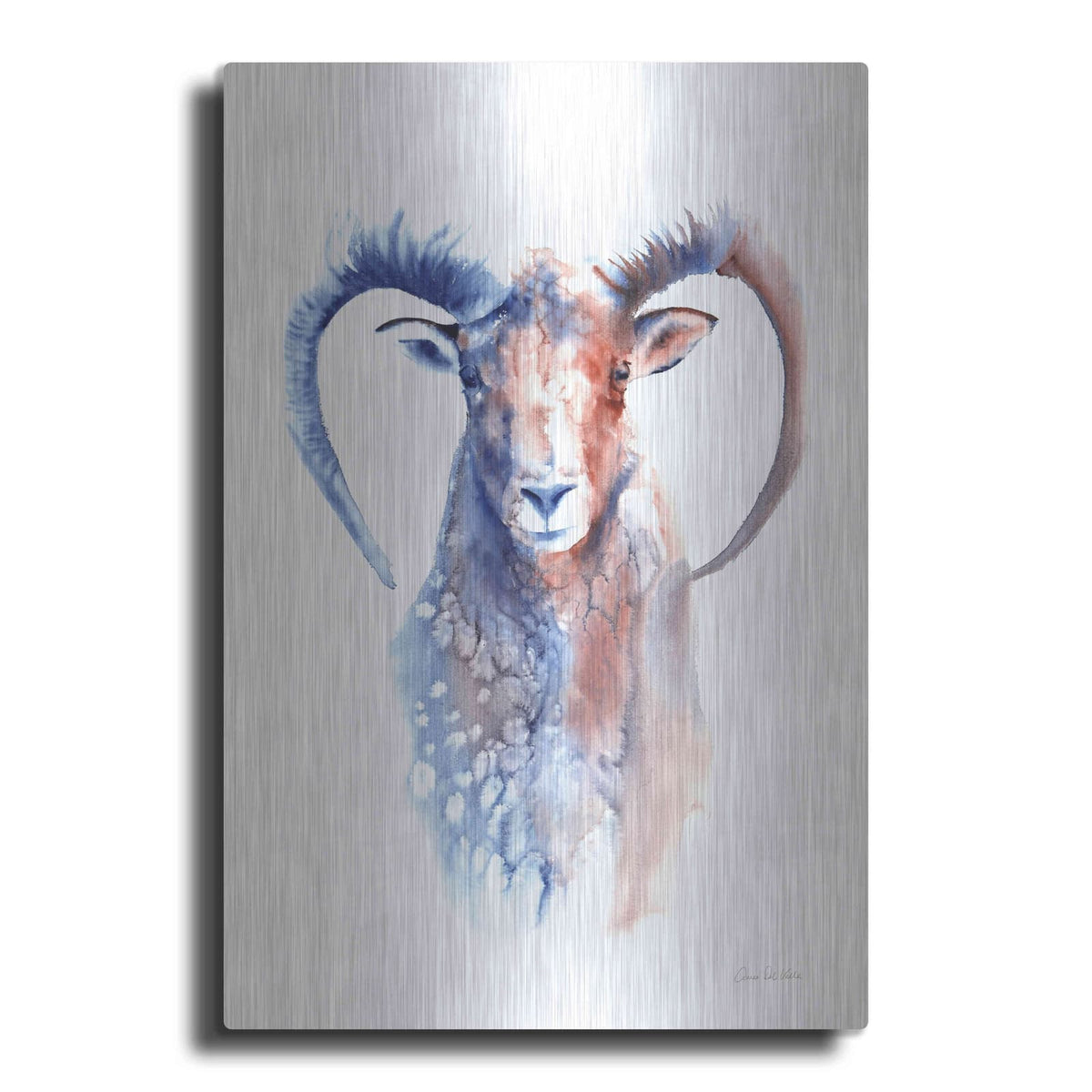 'Copper And Blue Ram' by Alan Majchrowicz – Metal Wall Art