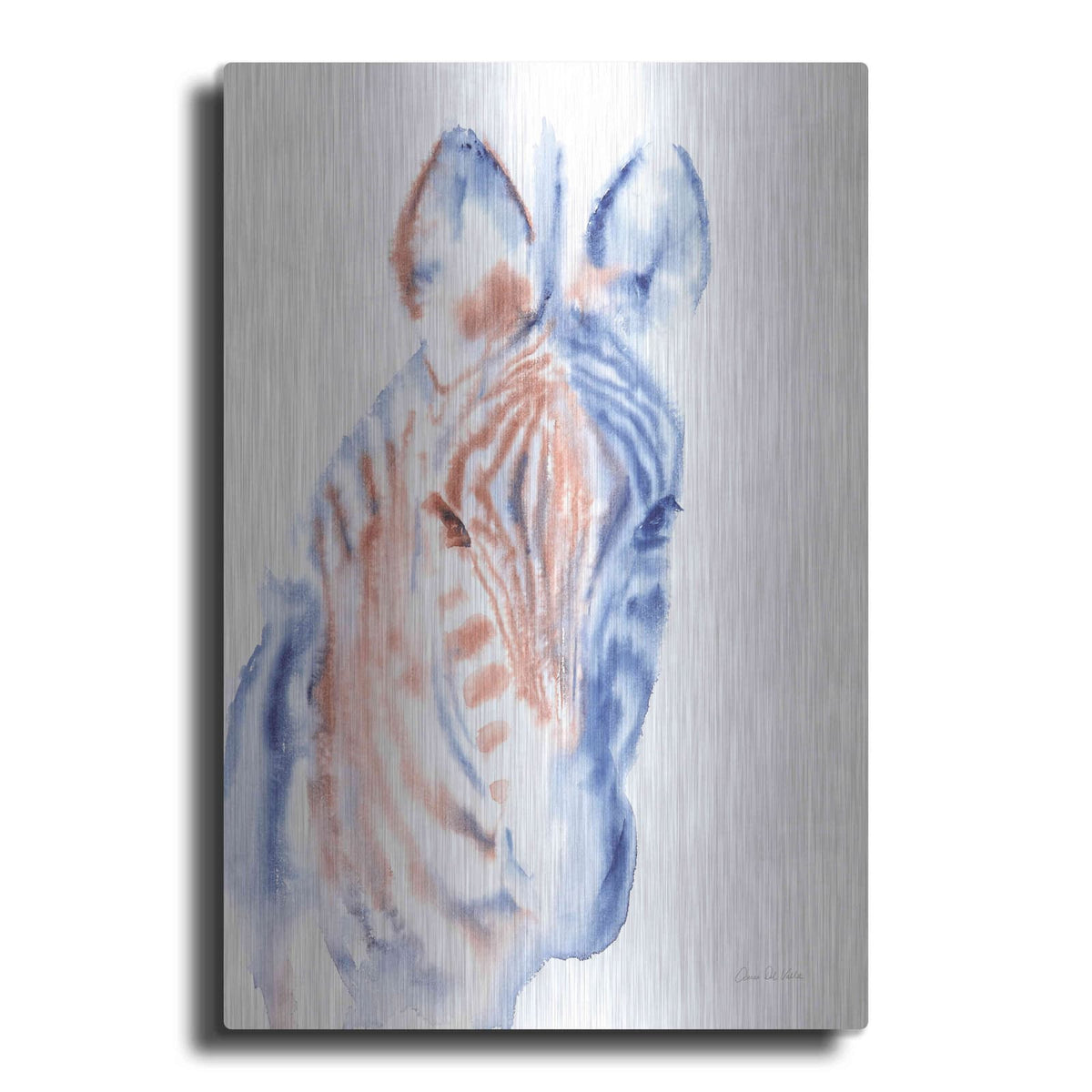 'Copper And Blue Zebra' by Alan Majchrowicz – Metal Wall Art