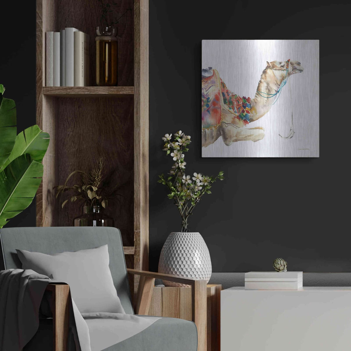 'Desert Camel I' by Alan Majchrowicz – Metal Wall Art, 24x24 room view