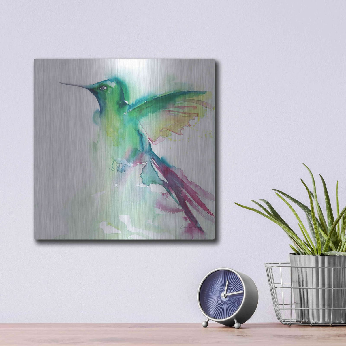 'Hummingbirds III' by Alan Majchrowicz – Metal Wall Art, 12x12 room view