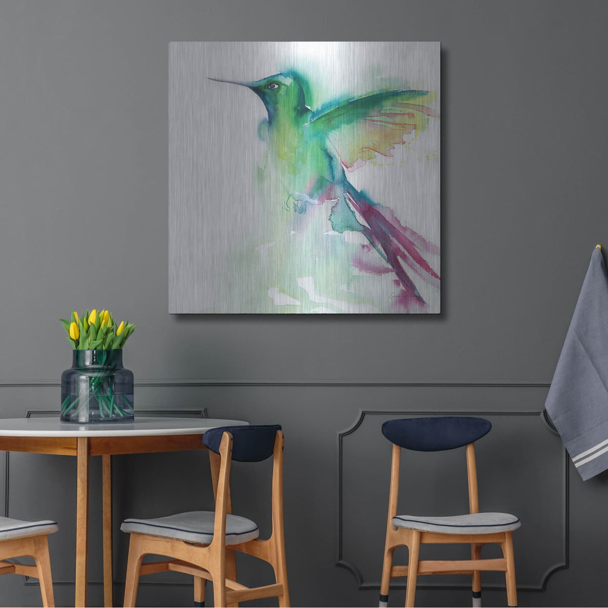 'Hummingbirds III' by Alan Majchrowicz – Metal Wall Art, 36x36 room view