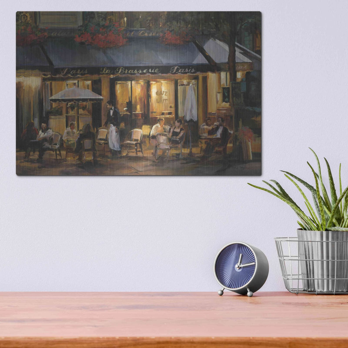 'La Brasserie' by Marilyn Borglum – Metal Wall Art, 16x12 room view