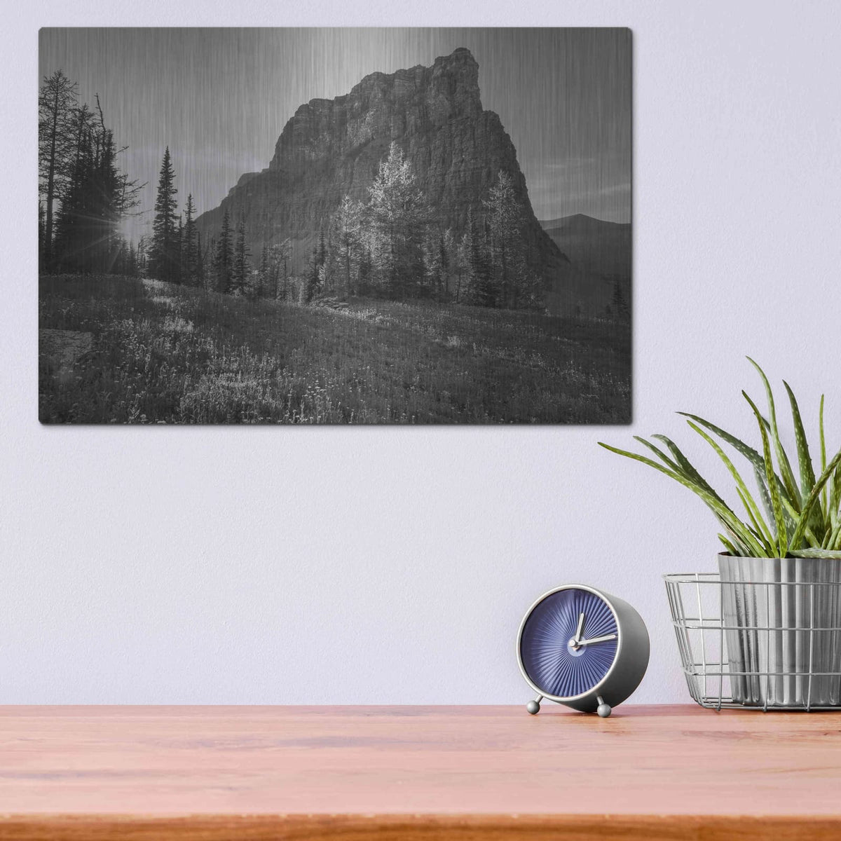 'Boulder Pass Glacier National Park BW' by Alan Majchrowicz – Metal Wall Art, 16x12 room view
