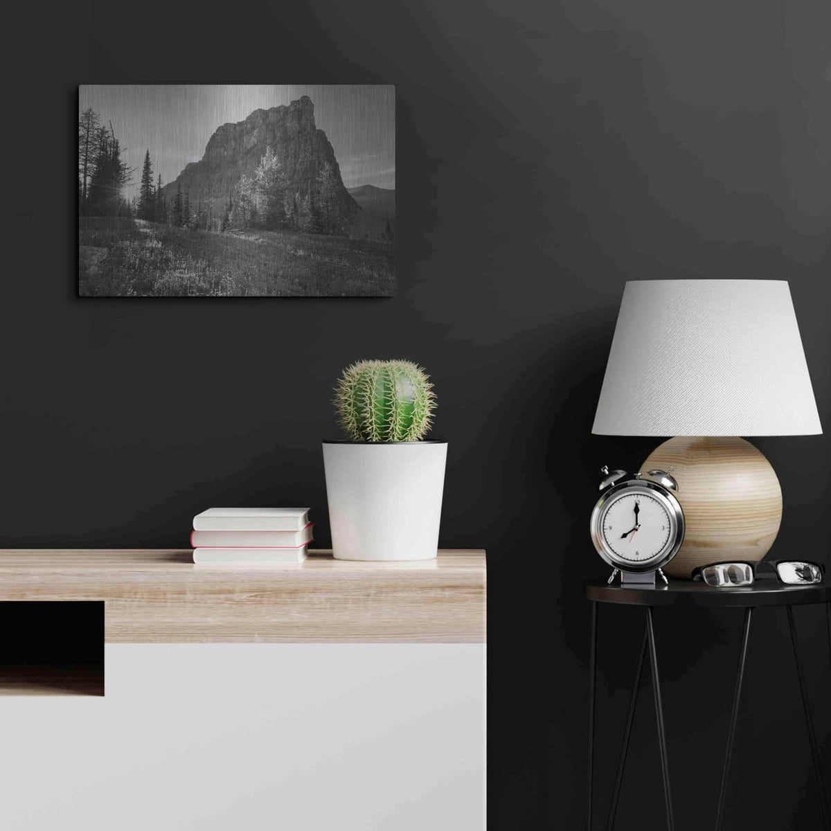 'Boulder Pass Glacier National Park BW' by Alan Majchrowicz – Metal Wall Art, 24x16 room view