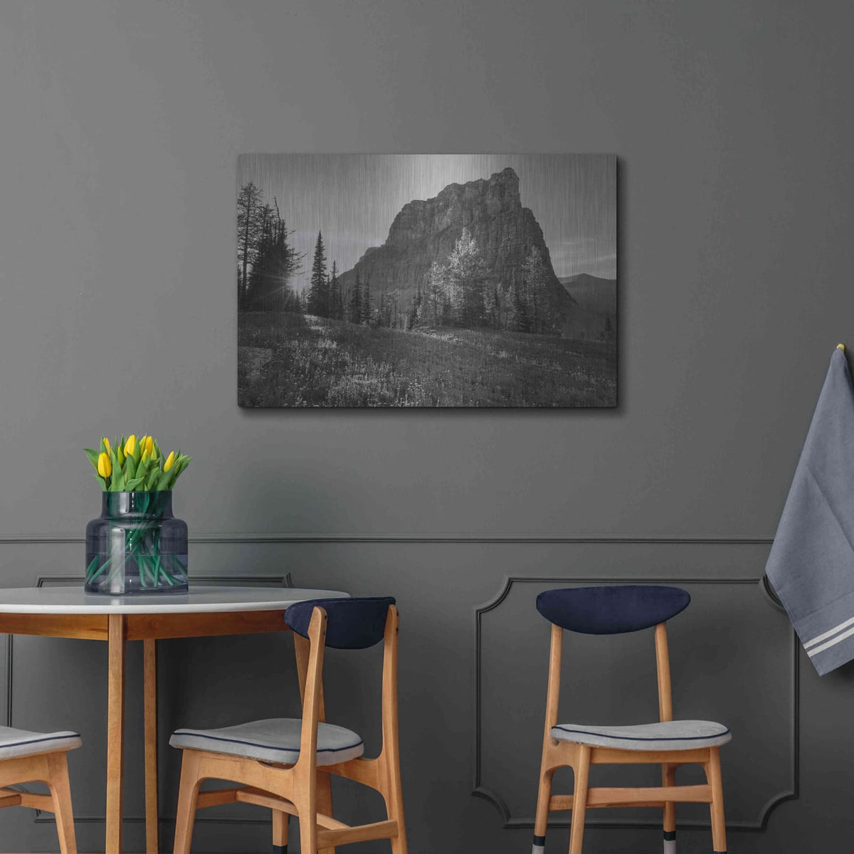 'Boulder Pass Glacier National Park BW' by Alan Majchrowicz – Metal Wall Art, 36x24 room view