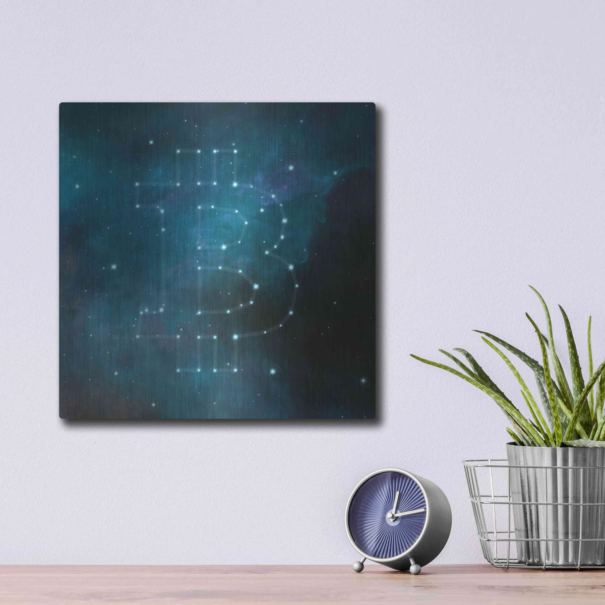 'Bitcoin Constellation II' by Luxe Metal Portfolio – Metal Wall Art, 12x12 room view