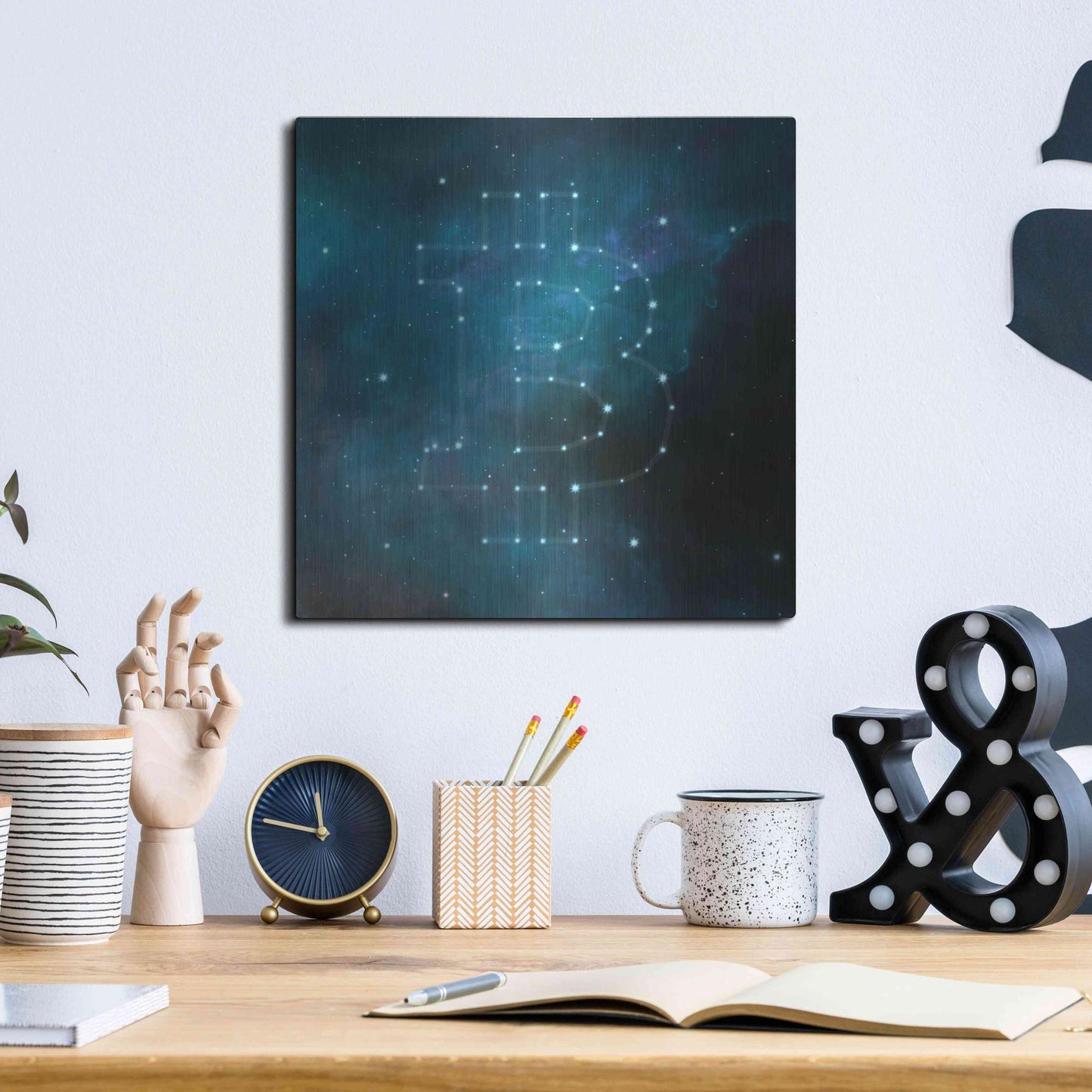 Luxe Metal Art 'Bitcoin Constellation II' by Epic Portfolio, Metal Wall Art,12x12