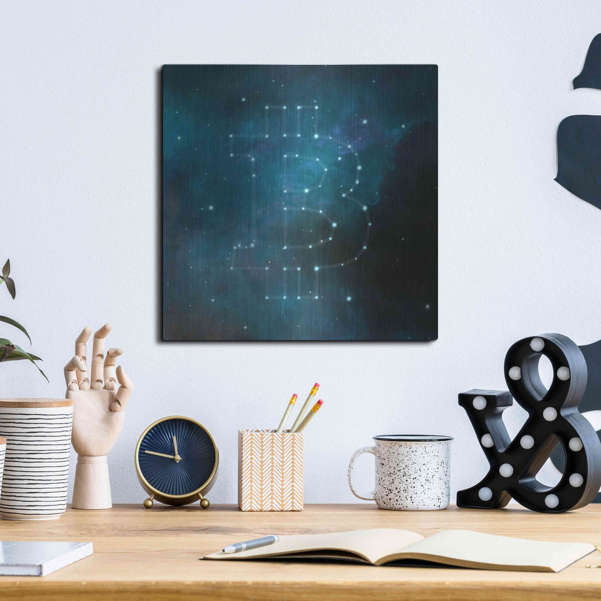 Luxe Metal Art 'Bitcoin Constellation II' by Epic Portfolio, Metal Wall Art,12x12
