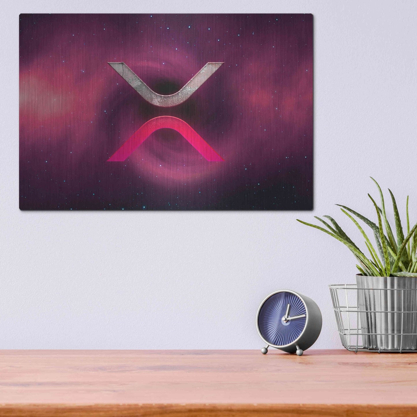 Luxe Metal Art 'Cosmic Crypto XRP' by Epic Portfolio, Metal Wall Art,16x12