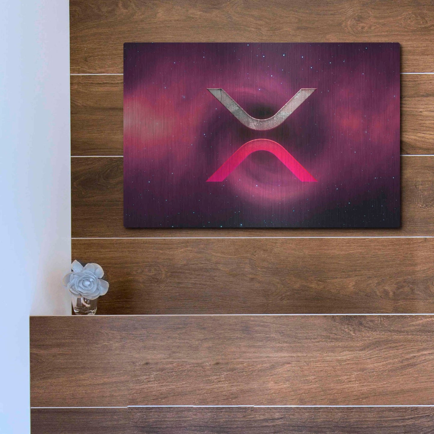 Luxe Metal Art 'Cosmic Crypto XRP' by Epic Portfolio, Metal Wall Art,16x12