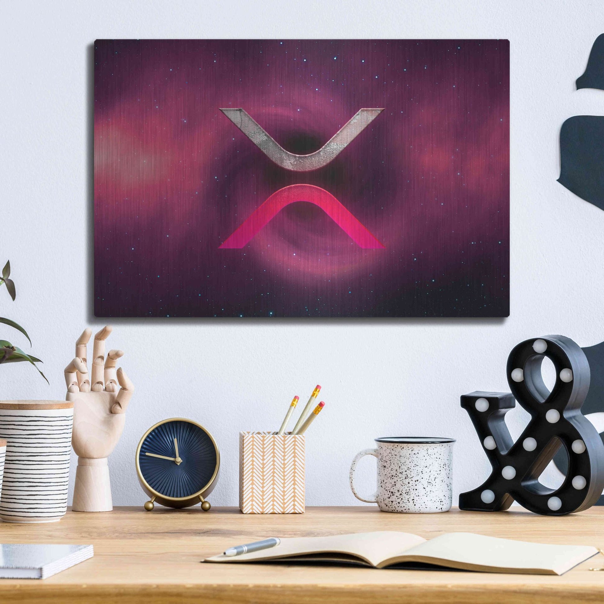 Luxe Metal Art 'Cosmic Crypto XRP' by Epic Portfolio, Metal Wall Art,16x12
