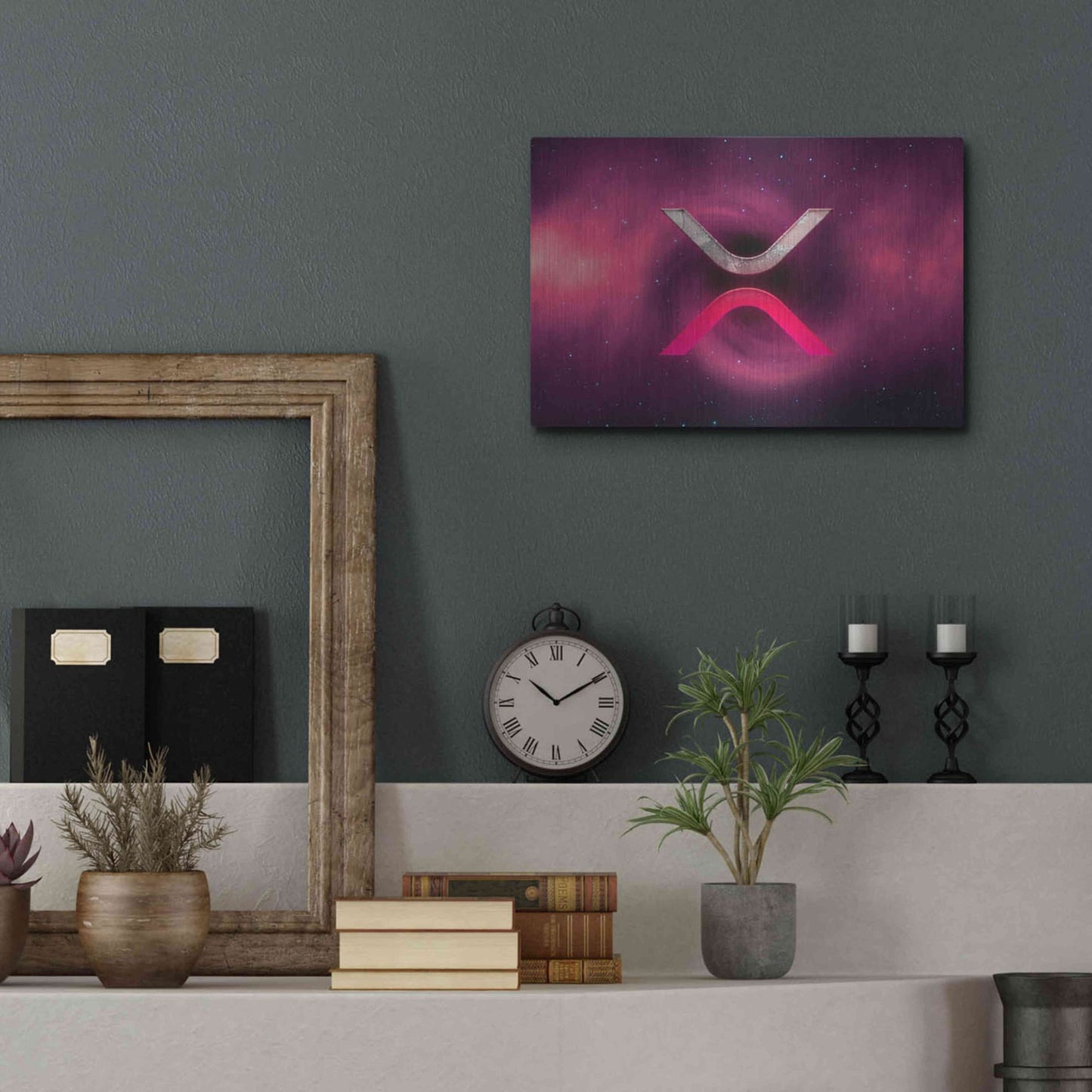 Luxe Metal Art 'Cosmic Crypto XRP' by Epic Portfolio, Metal Wall Art,16x12