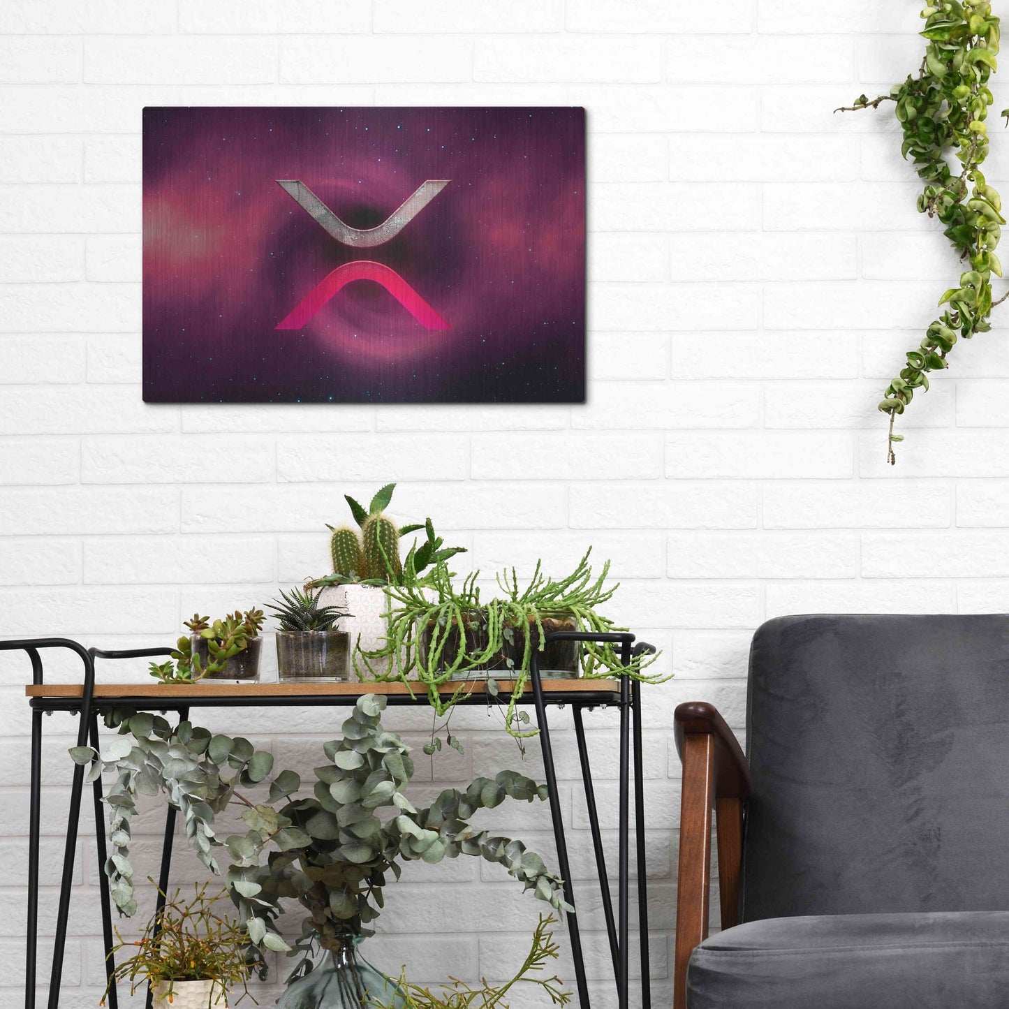 Luxe Metal Art 'Cosmic Crypto XRP' by Epic Portfolio, Metal Wall Art,16x12