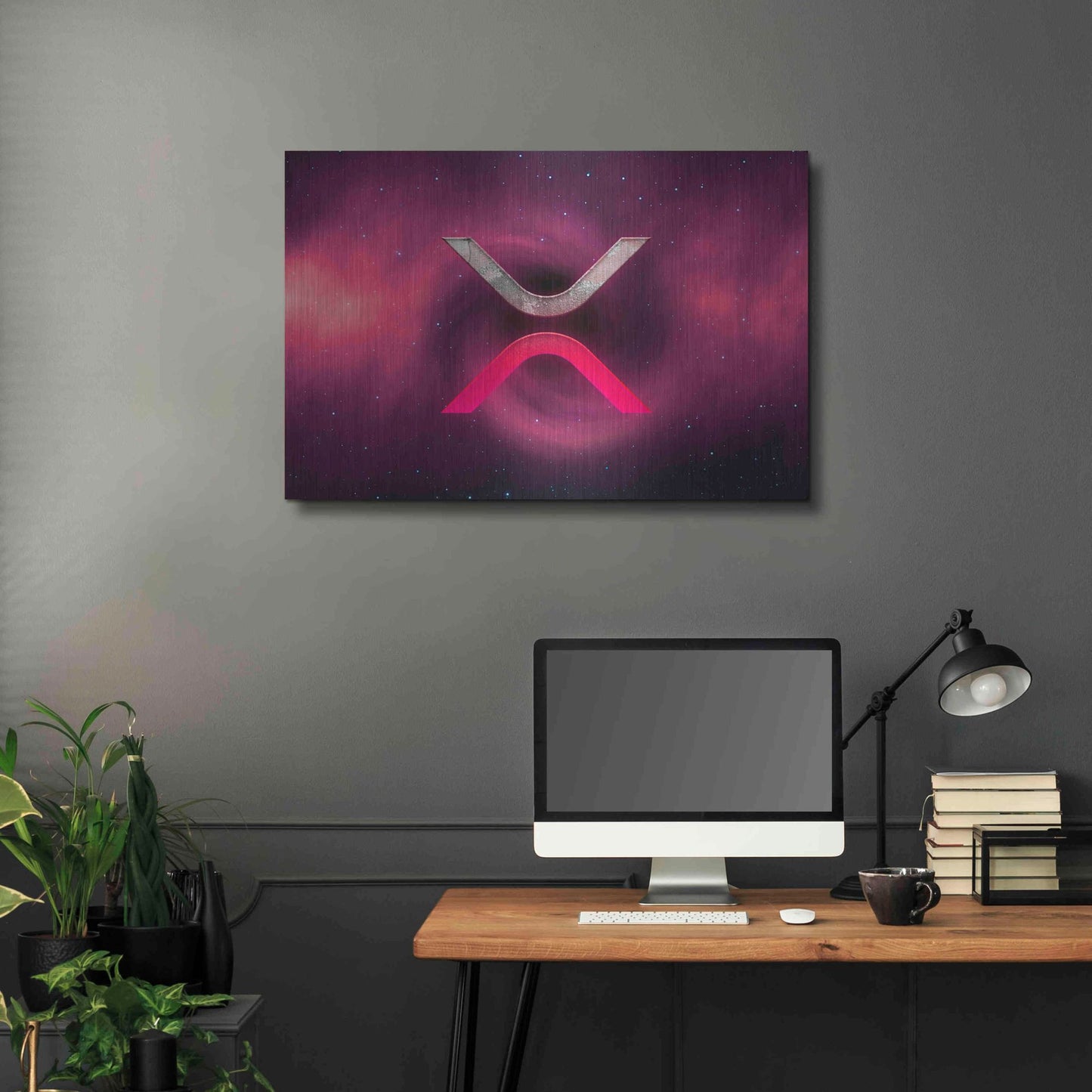 Luxe Metal Art 'Cosmic Crypto XRP' by Epic Portfolio, Metal Wall Art,36x24
